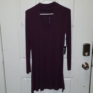 Deep purple dress with neck cutout